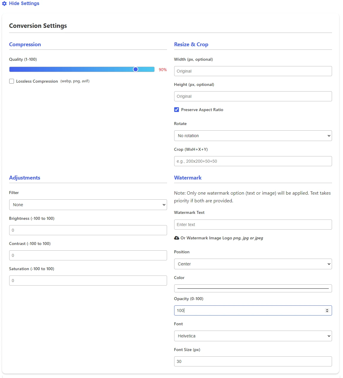 anypic tools advanced settings